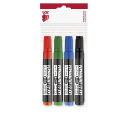 Alkoholos marker készlet, 1-4mm, vágott hegyű, Ico 12XXL, 4 klf.szín Permanent marker Ico