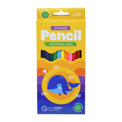 Színes ceruza készlet, hatszögletű Bluering® 12 klf. szín Színesceruza Bluering