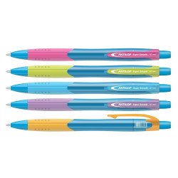 Golyóstoll nyomógombos vegyes színek 0,7mm Antilop Super Smooth írásszín kék Zselés toll Antilop