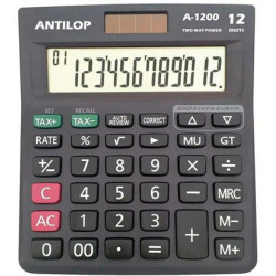 Számológép asztali 12 számjegy nagy, döntött kijelző Antilop A-1200 Számológép Antilop