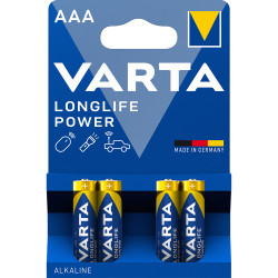 Elem AAA mikro LR03 Longlife Power 4 db/csomag, Varta Elem, akkumulátor, töltő Varta