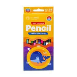 Színes ceruza készlet, kétvégű duocolor 12/24 szín Bluering® 24 klf. szín, Színesceruza Bluering