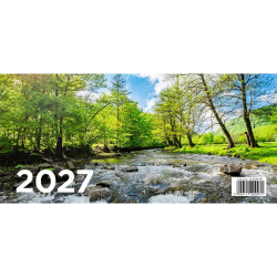 Asztali naptár 325mmx155mm, fehérlapok, álló tartóval 2027. Asztali naptár Bluering
