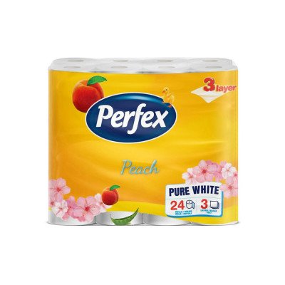 Toalettpapír 3 rétegű kistekercses 100% cellulóz 90 lap/tekercs 24 tekercs/csomag Boni Perfex Barack