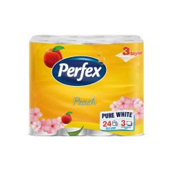 Toalettpapír 3 rétegű kistekercses 100% cellulóz 24 tekercs/csomag barack illattal Boni Perfex Toalettpapírok Perfex