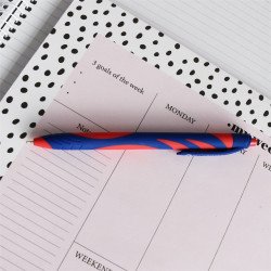 Golyóstoll 0,8mm, nyomógombos fém test, színes rész WTX Pen, Bluering® írásszín kék Golyóstoll Bluering