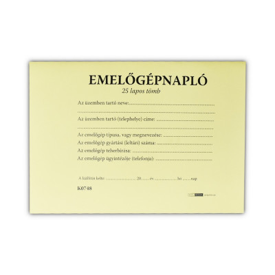 Emelőgépnapló 24 lapos A/5 fekvő D.E.938