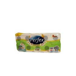 Toalettpapír 3 rétegű kistekercses 100 % cellulóz 120 lap/tekercs 10 tekercs/csomag Boni Perfex Parfüm Essence kamillás Toalettpapírok Perfex