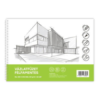Vázlatfüzet FÉLFAMENTES B/4 32 lap 120gr. Bluering