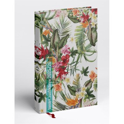 Tanári határidőnapló A5, műbőr 150mmx210mm, fehér lapokkal virágminta 2026/2027 Realsystem