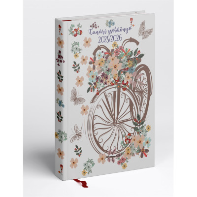 Tanári határidőnapló A5, műbőr 150mmx210mm, fehér lapokkal floral 2026/2027 Realsystem