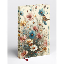 Tanítói zsebkönyv A5, műbőr 145mmx205mm, fehér lapokkal virágok 2026/2027 Realsystem Tanári határidőnapló Realsystem