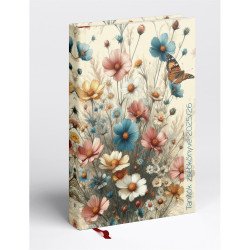 Tanítói zsebkönyv A5, műbőr 145mmx205mm, fehér lapokkal virágok 2026/2027 Realsystem Tanári határidőnapló Realsystem