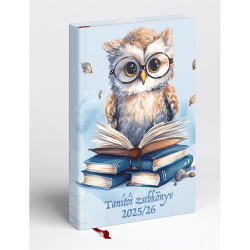 Tanítói zsebkönyv A5, műbőr 145mmx205mm, fehér lapokkal bagoly 2026/2027 Realsystem Tanári határidőnapló Realsystem