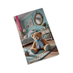 Diák zsebkönyv 125mmx205mm, fehér lapokkal 2026/2027 mackó Realsystem Diák zsebkönyv Realsystem