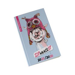 Diák zsebkönyv 125mmx205mm, fehér lapokkal 2025/2026 láma Realsystem Diák zsebkönyv Realsystem