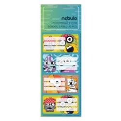 Füzetcímke 12db-os, Vicces szörnyek, vegyes minták, Nebulo Füzetcímke Nebulo