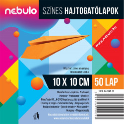 Hajtogatólapok színes 10x10 cm, vegyes színek, 50 lap/csomag, Nebulo Iskolai készségfejlesztő Nebulo