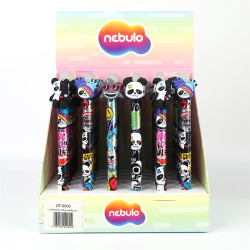 Zseléstoll radírozható, nyomógombos, panda, 36 db/display Nebulo Zselés toll Nebulo