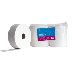 Toalettpapír 2 rétegű közületi átmérő: 26 cm 100 % cellulóz 210 m/tekercs 6 tekercs/karton Bluering® hófehér Toalettpapírok Bluering