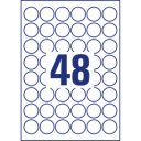 Etikett címke, O30mm, időjárásálló poliészter, 48 címke/ív, 20 ív/doboz, Avery fehér