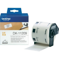 Etikett címke, 29x62mm Brother DK11209  800 db etikett/doboz fekete ORIGINAL Etikett - címke Brother