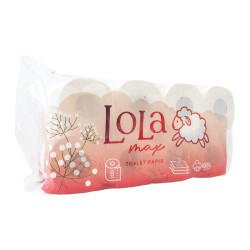 Toalettpapír 3 rétegű kistekercses 100% cellulóz 300 lap/tekercs 8 tekercs/csomag Lola