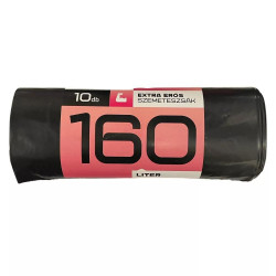 Szemeteszsák 160 liter 80 x 120 cm 40 mikron 10 db/tekercs fekete Szemeteszsák Egyéb