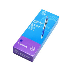 Golyóstoll nyomógombos 0,7mm, fém test, műanyag fogórész kék, írásszín kék Golyóstoll Egyéb