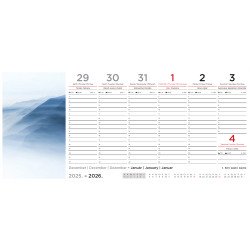 Asztali naptár képes, 295mmx140mm, álló tartóval 2026. Asztali naptár Bluering