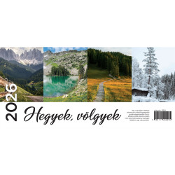 Asztali naptár képes, 295mmx140mm, álló tartóval 2026. Asztali naptár Bluering