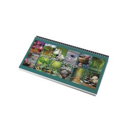 Asztali naptár 320mmx155mm, Meditáció fehérlapok fekvő fekete műbörrel borított tartóval Realsystem 2026. Asztali naptár Realsystem