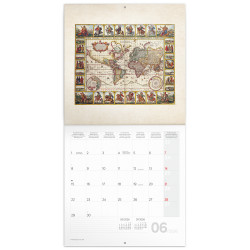 Falinaptár képes lemeznaptár 300x300mm, Antique Maps Realsystem 2026. Falinaptár Realsystem