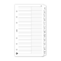 Gyűrűs kalendárium utántöltő csomag  2/451 fehér papíros telefon regiszter M mérethez Realsystem Gyűrűs kalendárium Realsystem