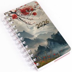 Zsebnaptár álló spirálozott SP5 napi fehér lapokkal japán Realsystem 2026. Zsebnaptár Realsystem