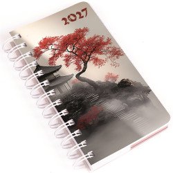 Zsebnaptár álló spirálozott SP5 napi fehér lapokkal japán Realsystem 2027. Zsebnaptár Realsystem