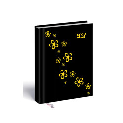 Határidőnapló Laser B/6, heti fehér lapokkal sárga-virg mintával Realsystem 2026. Határidőnapló Realsystem