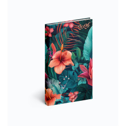 Zsebnaptár álló Picture, fehér lapokkal hibiszkusz Realsystem 2027. Zsebnaptár Realsystem