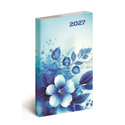 Zsebnaptár álló Flexi, fehér lapokkal kékvirág Realsystem 2027. Zsebnaptár Realsystem