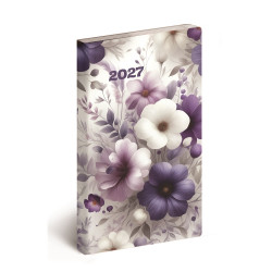 Zsebnaptár álló Flexi, fehér lapokkal lilavirág Realsystem 2027. Zsebnaptár Realsystem