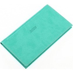 Zsebnaptár fekvő Bolero P, krémszínű lapokkal türkiz Realsystem 2027. Zsebnaptár Realsystem