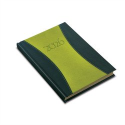 Zsebnaptár álló Prémium B/6, heti krémszínű lapokkal zöld Realsystem 2027. Zsebnaptár Realsystem