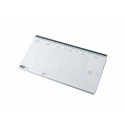 Asztali naptár 320mmx155mm, fehérlapok fekvő zöld műbörrel borított tartóval Realsystem 2026. Asztali naptár Realsystem