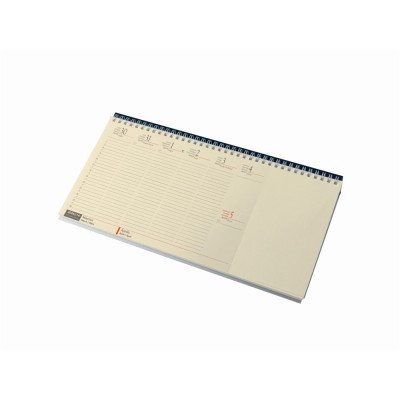 Asztali naptár 320mmx155mm, krémszínű lapokkal blokktömbös fekvő fekete műbörrel borított tartóval Realsystem 2027.