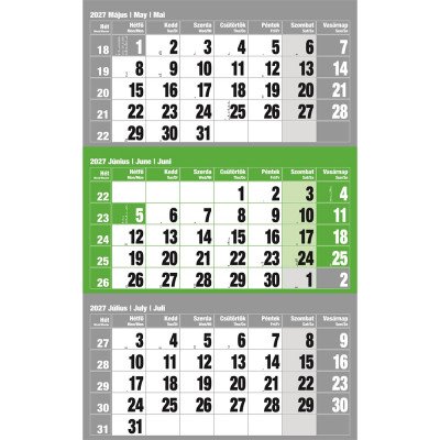 Falinaptár speditőr 1 tömbös 12 lapos 300mmx480mm, üres fejlappal zöld Realsystem 2027.