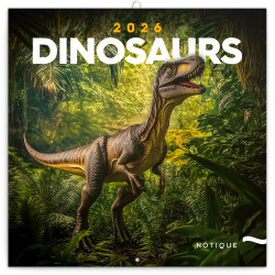 Falinaptár képes lemeznaptár 300x300mm, Dinosaurs Realsystem 2026. Falinaptár Realsystem