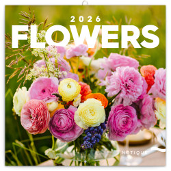 Falinaptár képes lemeznaptár 300x300mm, Flowers Realsystem 2026. Falinaptár Realsystem