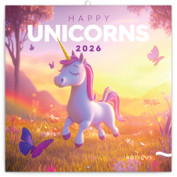 Falinaptár képes lemeznaptár 300x300mm, Happy Unicorns Realsystem 2026. Falinaptár Realsystem