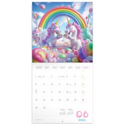 Falinaptár képes lemeznaptár 300x300mm, Happy Unicorns Realsystem 2026. Falinaptár Realsystem