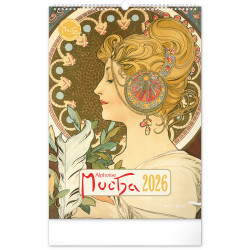 Falinaptár képes  330×460mm Alphonse Mucha  Realsystem 2026. Falinaptár Realsystem